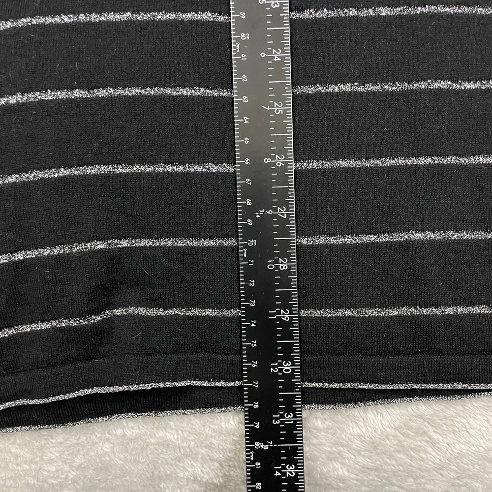 J. Jill Wool Blend Tunic Top Women L Black Silver Striped Angora 3/4 Sleeve Boxy - Picture 13 of 16